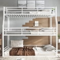 thumbnail image 3 of Harper & Bright Designs Triple Bunk Bed Full XL Over Queen over Queen with Safety Guardrails, Metal Floor Bunk Bed Frame for Boys and Girls, Light White, 3 of 12