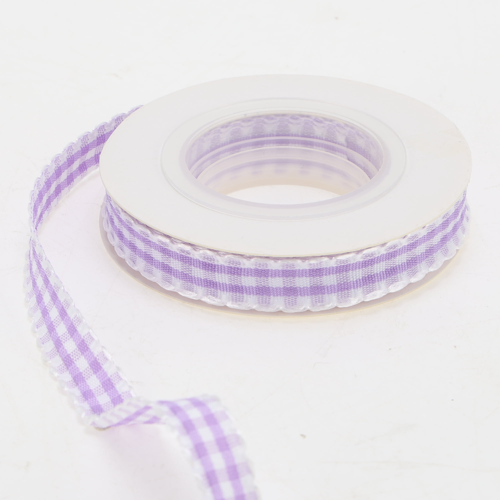 Unique Bargains 0.39x29.53ft Plaid Gift Ribbon for Crafting Gifting Purple