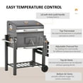 thumbnail image 4 of Outsunny Portable Charcoal Grill, Stainless Steel, Thermometer and Side Burner, Gray, 4 of 9