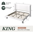 thumbnail image 4 of Amolife King Size Bed Frame, Velvet Platform Bed with Upholstered Wingback Headboard, No Box Spring Needed, White, 4 of 12