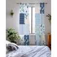 thumbnail image 3 of Blue Floral Sheer Curtains 84 Inch Length 2 Panels Set for Living Room/Bedroom, Spring Flowers Plants Patchwork Grid Bohemia Kitchen Curtains Grommet Semi-Sheer Curtains Window Treatments 42"x84"x2, 3 of 7