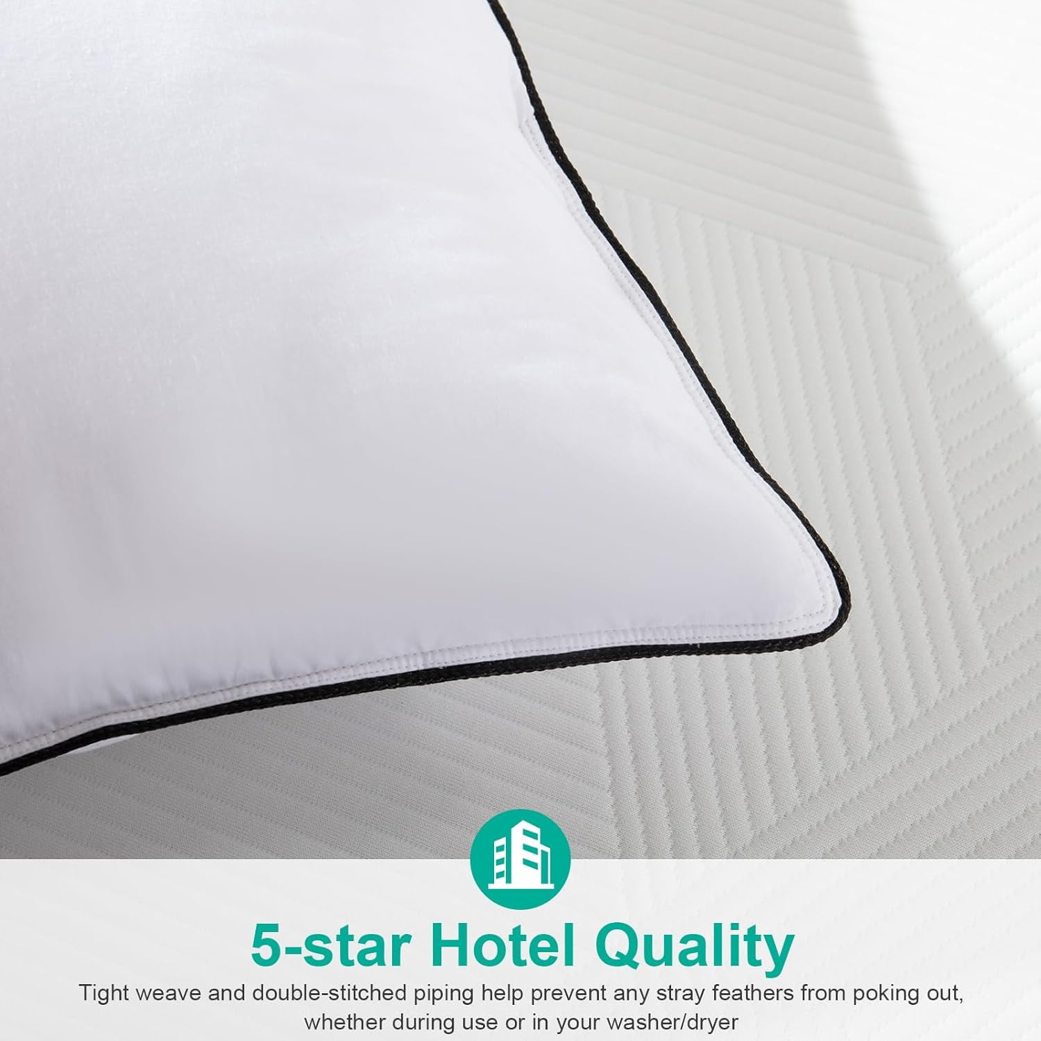 APSMILE Medium Firm Feathers Down/Poly Pillow Queen Size Set of 2, Luxury Feather Pillow for Sleeping, 100% Organic Cotton Cover Hotel Bed Pillow, Wrapped in Polyester (White, 20"x30")