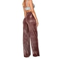 thumbnail image 5 of Women Casual Trousers Glitter Sequin Wide Leg High Waist Straight Long Pants for All Seasons Red S Rawiri, 5 of 7