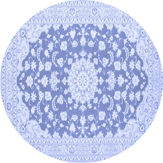 Ahgly Company Indoor Round Medallion Blue Traditional Area Rugs, 5' Round