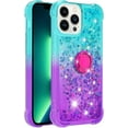 thumbnail image 3 of Cute Clear Case for iPhone 14 Pro Max with Ring Kickstand, Bling Gradient Quicksand Glitter Flowing Liquid Floating Case Cover for iPhone 14 Pro Max JB Bluish Violet, 3 of 14