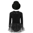 thumbnail image 2 of TSSOE Kids Girls Magician Outfit Long Sleeve Sequin Bodysuit Tulle Skirted Dress Jazz Dance Outfit With Hat Black 6, 2 of 7