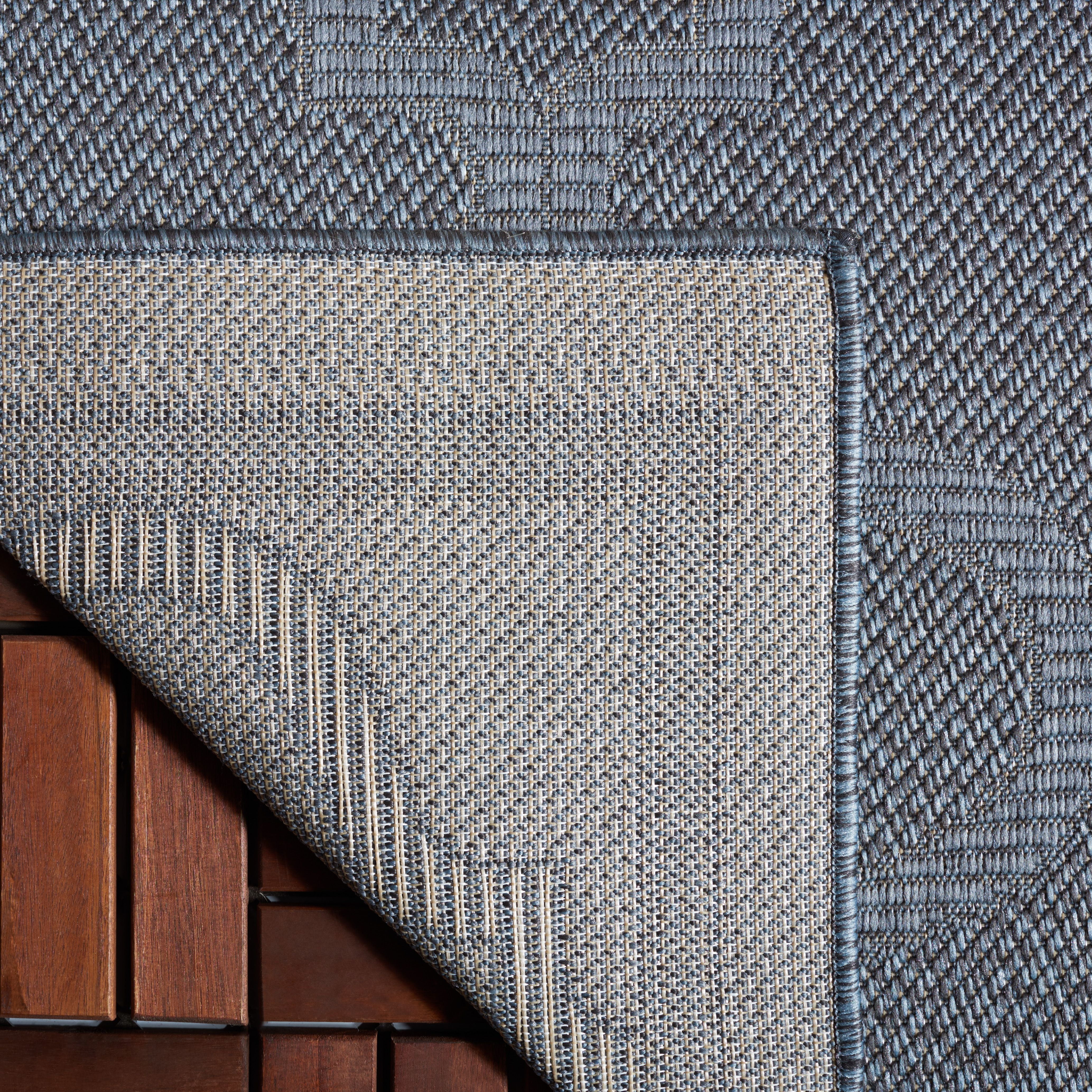 SAFAVIEH Machine Washable Rug Indoor/Outdoor Bermuda Collection - Bermuda Tamaya Geometric Machine Washable Indoor/Outdoor Area Rug, Navy, 9' x 12'