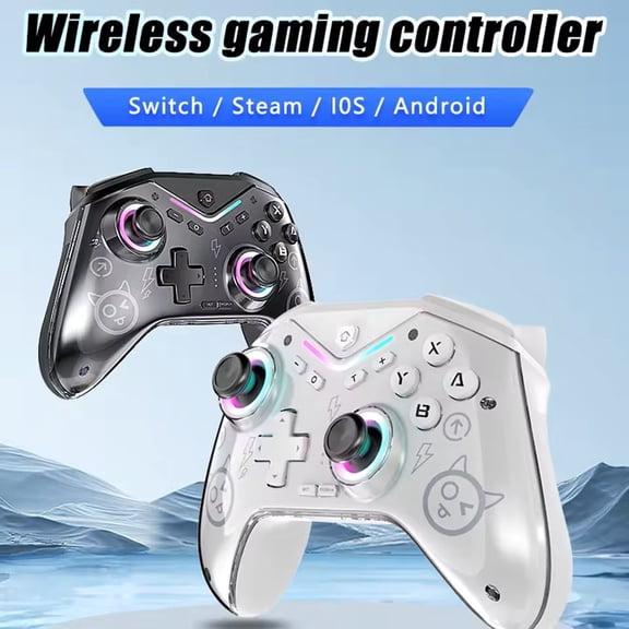 Wireless Switch Game Controller Supports IOS/Android/PC with Dual Motor, Hall Rocker and Linear, Dazzling Light Bluetooth