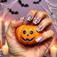 thumbnail image 5 of Light Purple Gradient Ghost Wooden House Floral Nail Patches 24Pcs, Cute Halloween Press On Nails False Nails with Dreamy Fairy Tale Style, Reusable Almond Shape Fake Nails for Women, 5 of 6