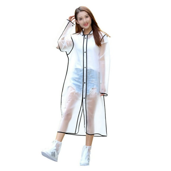QIFULL EVA Rain Ponchos Adult Rain Jacket Fashion Design Long Waterproof Emergency Use 1Set XXL