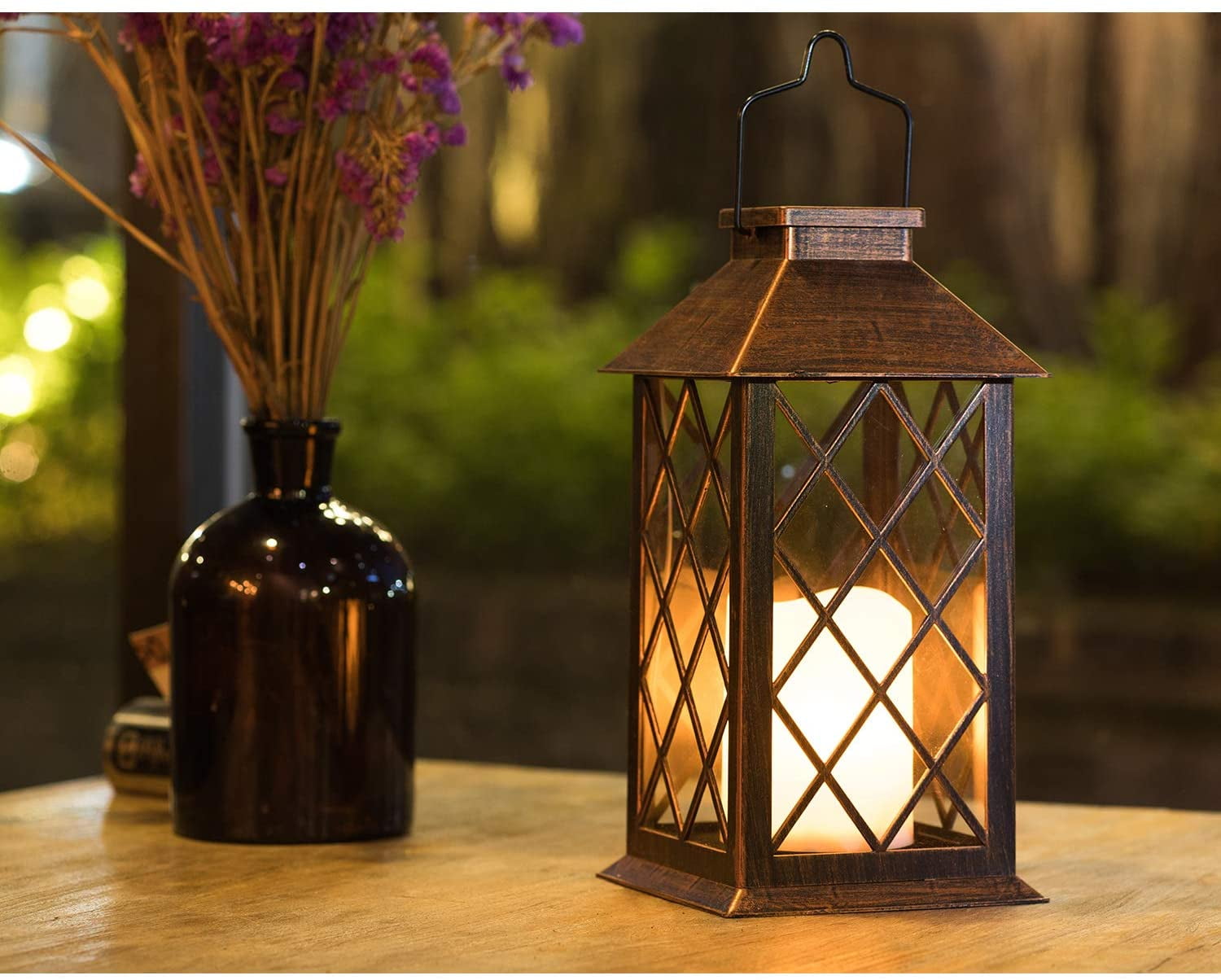 Solar Lanterns, Outdoor Garden Hanging Lanterns, LED Flickering