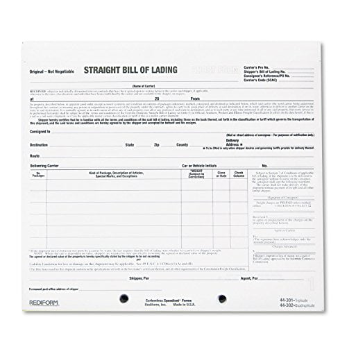 RED44301 - Bill of Lading Short Form