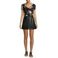 thumbnail image 2 of No Boundaries Juniors' High Rise A-line Paneled Faux Leather Skirt, 2 of 6