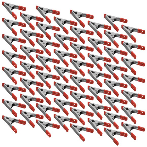 Wideskall Pinces à Ressort Métalliques 4 Pouces Pouces avec Poignée et Embouts en PVC Rouge (Lot de 60)