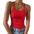 thumbnail image 1 of HSHDLDF Women's Sleeveless Tank Top Form Fitting Scoop Neck Ribbed Knit Basic Cami Shirts, 1 of 7