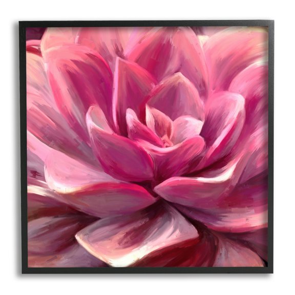 Stupell Industries Pink Succulent Leaves Botanical & Floral Painting Black Framed Art Print Wall Art, 12 x 12