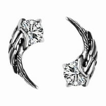 CZ Angel Wings Stud Earrings for Men Women,Streetwear Punk Hip Hop Unisex Style