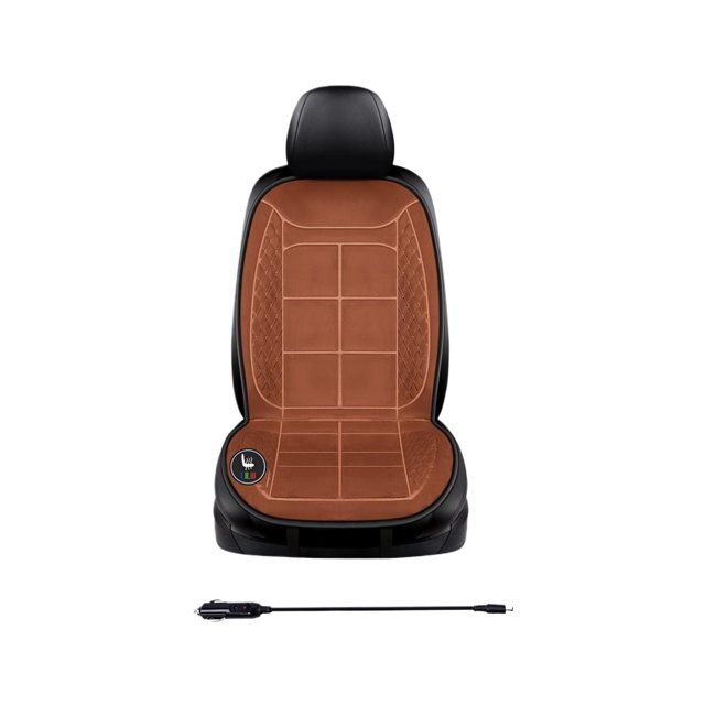 Wweixi Cotton Car Heated Seat Cover For Winter Seat Cover Car Seat Cover Preimum Fabric 3 Models Fast Heating Setting Portable Brown Driver Single Seat