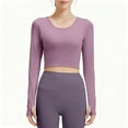 thumbnail image 2 of YueHuiYing Workout Sets for Women Tight-Fitting Seamless Long Sleeve Crop Tops High Waist Yoga Top, 2 of 8