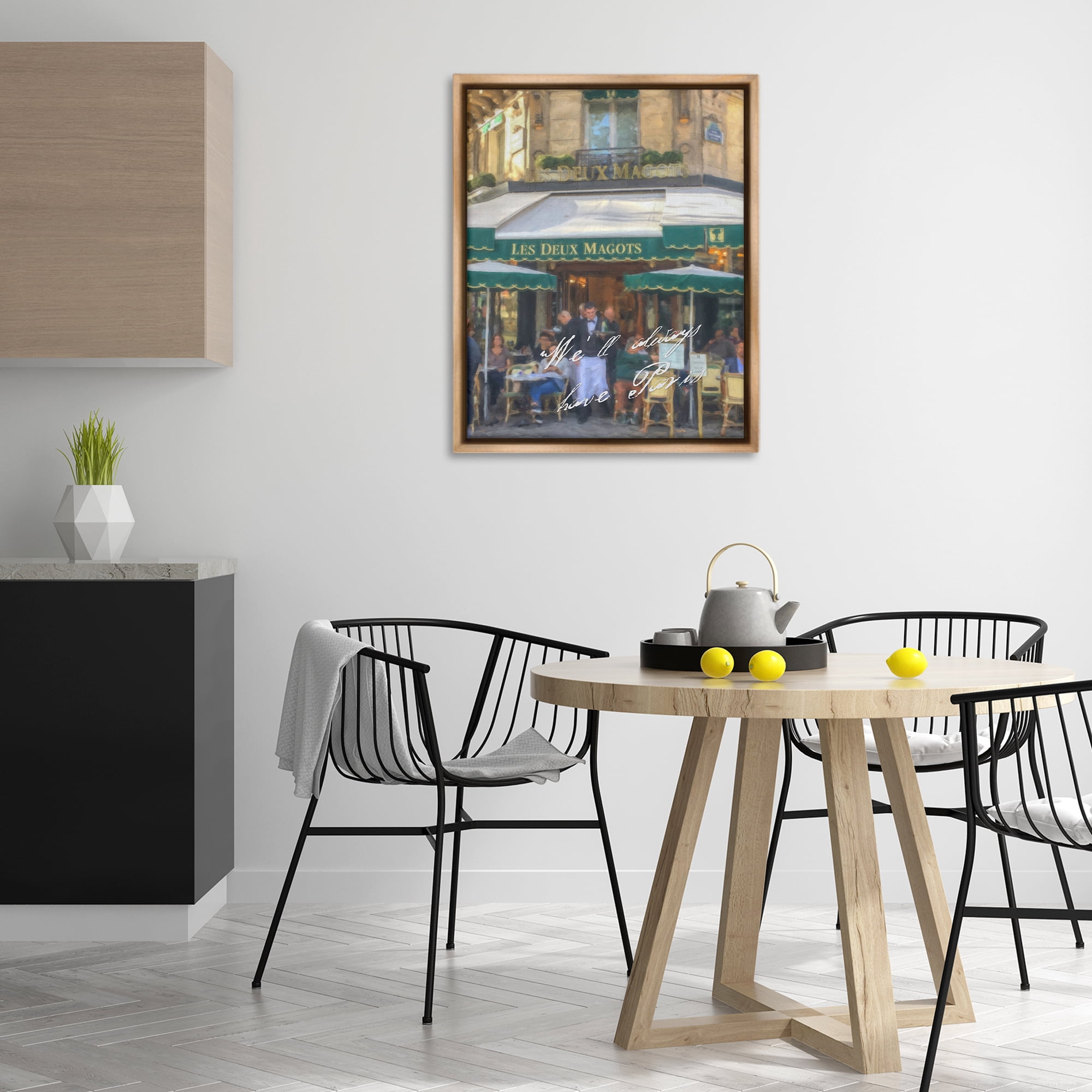 Stupell Industries Always Have Paris Bistro Buildings & Architecture Painting Brown Floater Framed Canvas Art Print Wall Art, 25 x 31