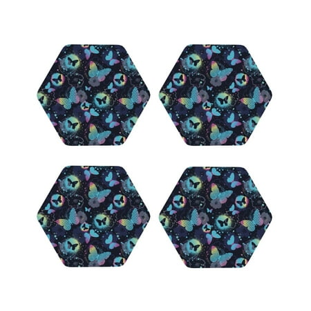 

Leather Coasters with Heat-resistant for Drinks Blue Butterfly A -标题2 Hexagon
