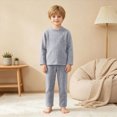 thumbnail image 2 of KPOPLK Kids Toddler Boy Two Piece Pajamas Sleepwear Pjs Set Long Sleeve Solid Crewneck Cotton Top Warm Pants Fall Boy Jammies,Size 7-8 Years, 2 of 8