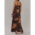 thumbnail image 3 of Women'S Floral Maxi Dress Sleeveless Backless A-Line Long Flowing Dress Hollow Back Spaghetti Strap Sundress Brown M, 3 of 6