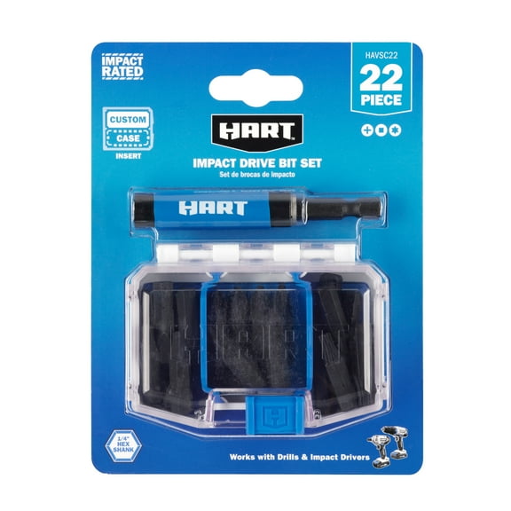 HART 22-Piece Impact Rated Driver Bit Accessory Set with Protective Modular Storage Case