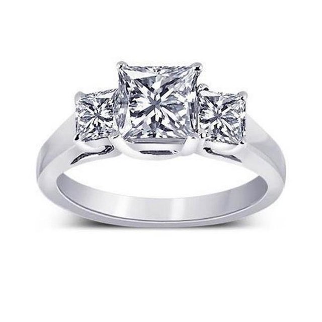 Diamonds Three Stone 2.31 CT Diamond Engagement Ring, Gold - Size 6.5