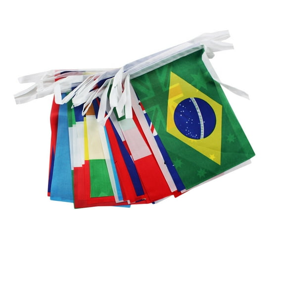 HEMOTON National Flag Banner with 50 Countries Pattern Flags for Decoration Assorted Color Made of Durable Polyester 1 Extra Long Banner