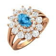 thumbnail image 2 of 4.03 Ctw Oval Swiss Blue Topaz 925 Silver Rose Plated Solitaire Women Valentines Day Gifts Ring, 2 of 4