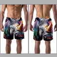 thumbnail image 3 of luoweisi Men's Beach Shorts Quick Dry Swim Trunks with Mesh Lining Abstract Rhinoceros XL, 3 of 5
