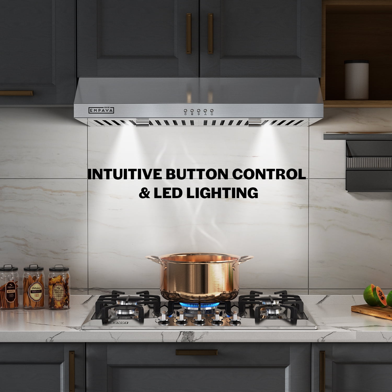 Ultrathin Series 30 in. 300 CFM Ductless Under Cabinet Range Hood for Compact Kitchen with Push Button Controls - Carbon filter – 3 Speeds Fans in Stainless Steel