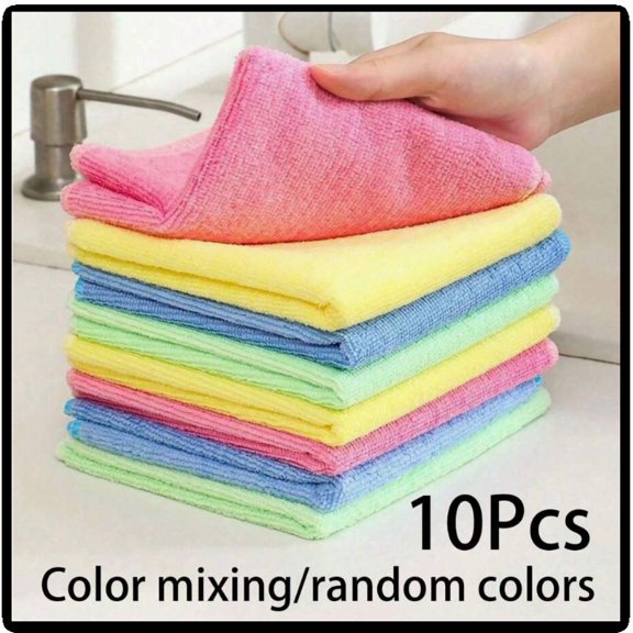 10pcs Thick Kitchen Cleaning Towels, Bamboo Fiber, Highly Absorbent