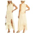 thumbnail image 2 of Conjunto de dos piezas de verano para mujer: top sin mangas con cuello alto y encaje, y falda larga con bajo irregular., 2 of 9