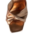 thumbnail image 4 of FSJ Women Open Square Toe Bow Mules Platform Slip on Chunky High Heels Elegant Dress Party Heeled Slides Size 8 Bronze, 4 of 4