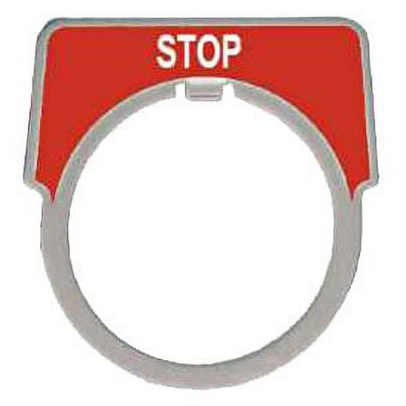 Schneider Electric Legend Plate,Half Round,Stop,White/Red 9001KN202