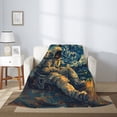 thumbnail image 2 of Throw Blanket for Couch Sofa and Bed, Astronaut Starry Night Super Soft Cozy Plush Throw Blanket, Lightweight Fuzzy Cuteness Comfy Warm Washable Flannel Blanket & Throws for All Season 60"x50", 2 of 5