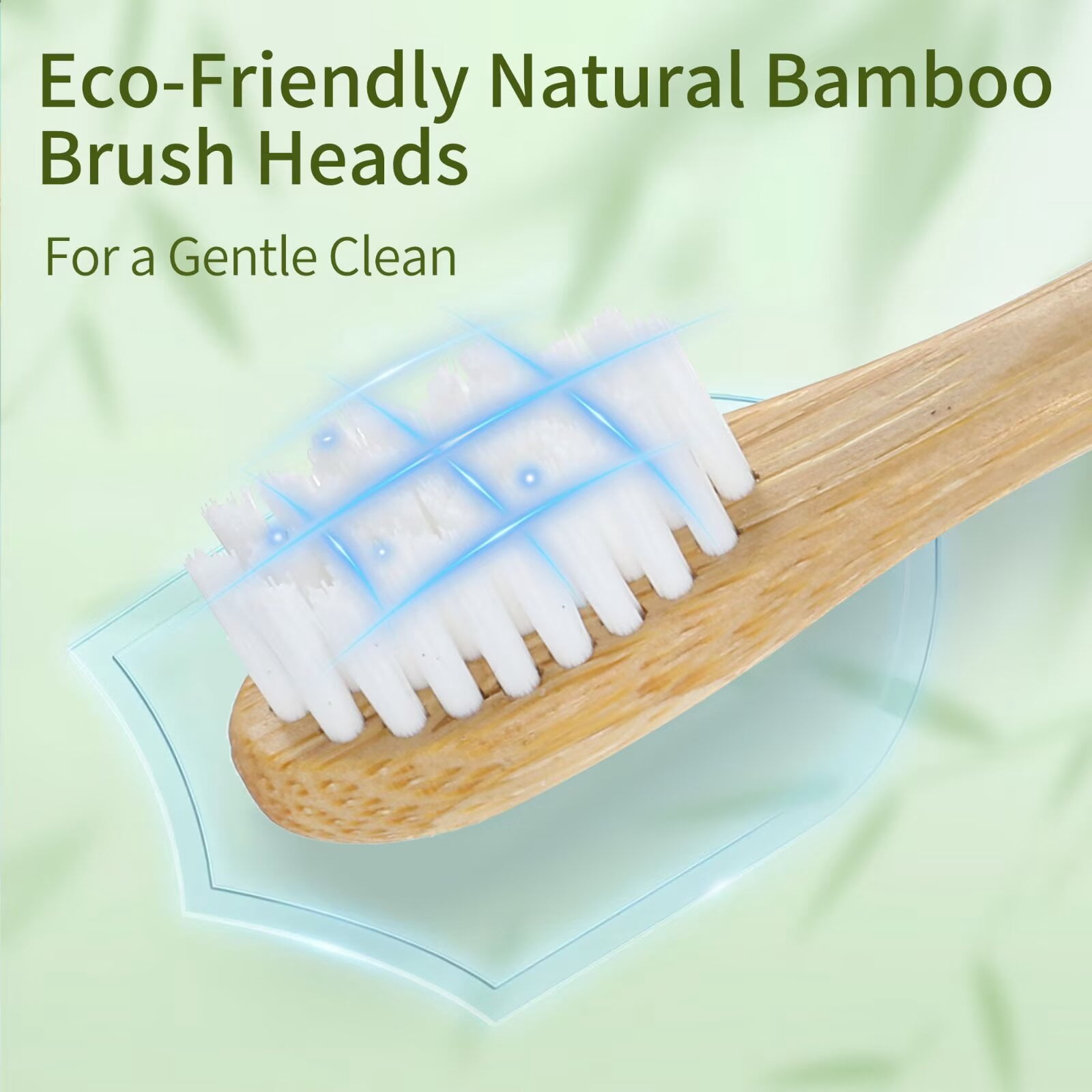 GUFICLE Sonic Bamboo Electric Toothbrush Set - 4 Biodegradable Heads, 5 Modes, Waterproof Zero Waste Sustainable Toothbrush, Navy Blue