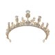 thumbnail image 1 of FELTECHELECTR Tiara dorada con corona de perlas y diamantes de imitación para novia, tocado de fiesta para boda, cumpleaños y banquete., 1 of 6