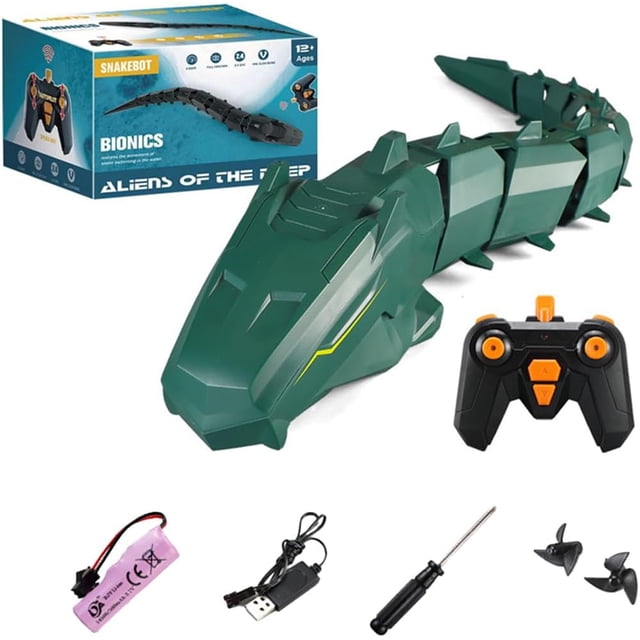 2.4G APP Remote Control Giant Python with Camera, Flexible Spine Water Snake Robot with Dual Speed Modes & Dual Control, Waterproof RC Snake for Adults, Green