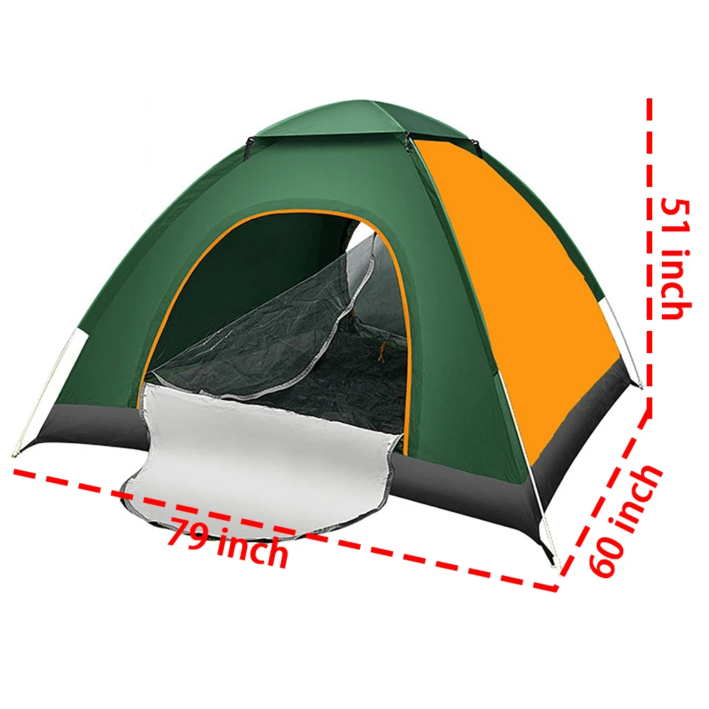 Instant Pop Up Camping Tent - Easy Quick Setup Waterproof Portable Outdoor Shelter For Family Hiking Beach In Orange Green