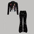 thumbnail image 5 of WhouRiu Girls Christmas Graphic Outfit Sets Fall Winter Long Sleeve Zip Up Jacket Flared Pants Clothes Set 4-14 Years, 5 of 6