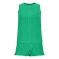 thumbnail image 4 of Lounge Sets for Women Trendy Plus Size Sleeveless Crew Neck Tank Tops and Shorts Lounge Sets Summer Casual Loose Fitness Women's Clothing Green XXL, 4 of 9