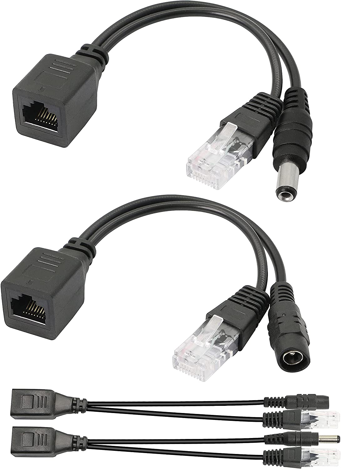 Dcin Cable Router Passive POE Adapter Cable,2Pair POE Injector and POE Splitter Kit with ...