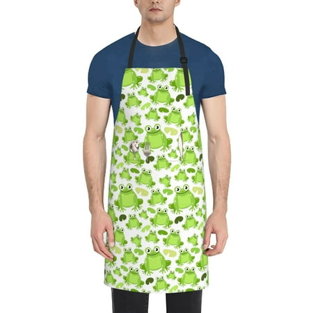 

Goofa Cute Frogs Printed Waterproof Apron 33 Chef Aprons for Men Heavy Duty Chemical Work Apron Adjustable Bib Apron
