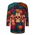 thumbnail image 4 of Craaazy Halloween Printed Womens 3/4 Sleeve Tops Plus Size Round Neck 3/4 Sleeve T-Shirt Fashion Prints Loose Featival Costume Party, 4 of 5