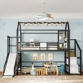 thumbnail image 3 of Harper & Bright Designs Twin Size House Loft Bed with Slide and Stairs, Metal Loft Bed Frame with Storage Shelves and Roof for Boys and Girls, Black, 3 of 4
