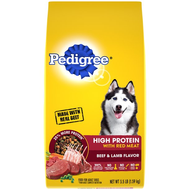 PEDIGREE High Protein Adult Dry Dog Food Beef and Lamb Flavor, 3.5 lb