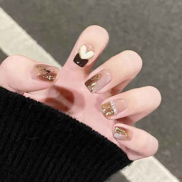 Uñas postizas con pegamento, 24 piezas, rosa, diseño de mariposa, chica encantadora, herramientas de uso
